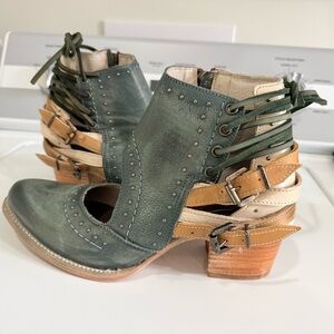 Freebird Grey- Green and Tan Desert Ankle Boots